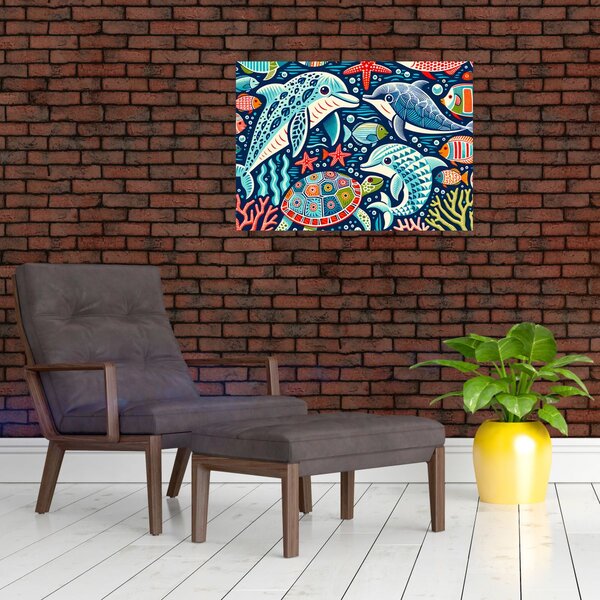 Obraz – Kreslené vodné zvieratká (70x50 cm)