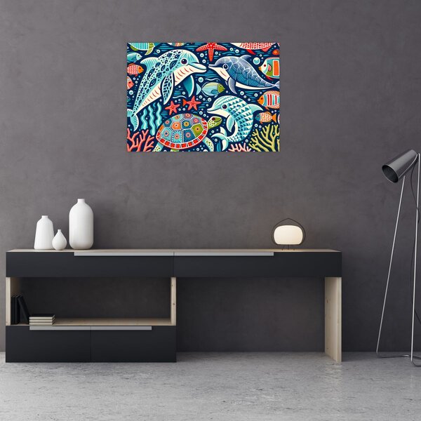Obraz – Kreslené vodné zvieratká (70x50 cm)