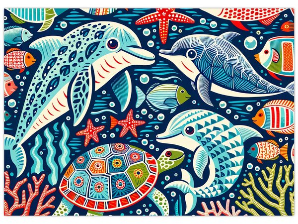 Obraz – Kreslené vodné zvieratká (70x50 cm)