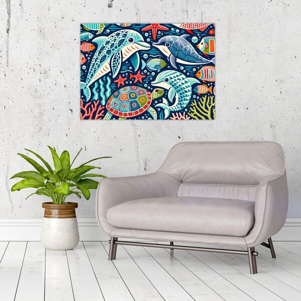 Obraz – Kreslené vodné zvieratká (70x50 cm)