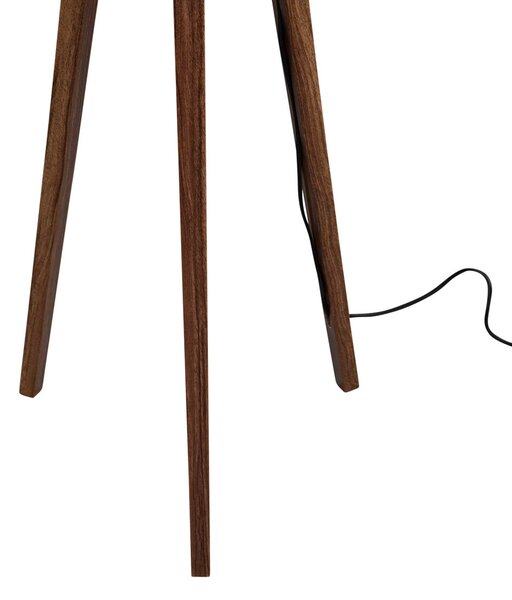 Stojacia lampa na troch nohách z orechového dreva s hnedým zamatovým tienidlom 50 cm - Tripod Classic