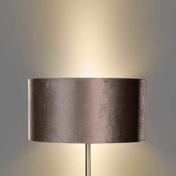 Stojacia lampa mosadz s velúrovým tienidlom hnedá 50 cm - Simplo