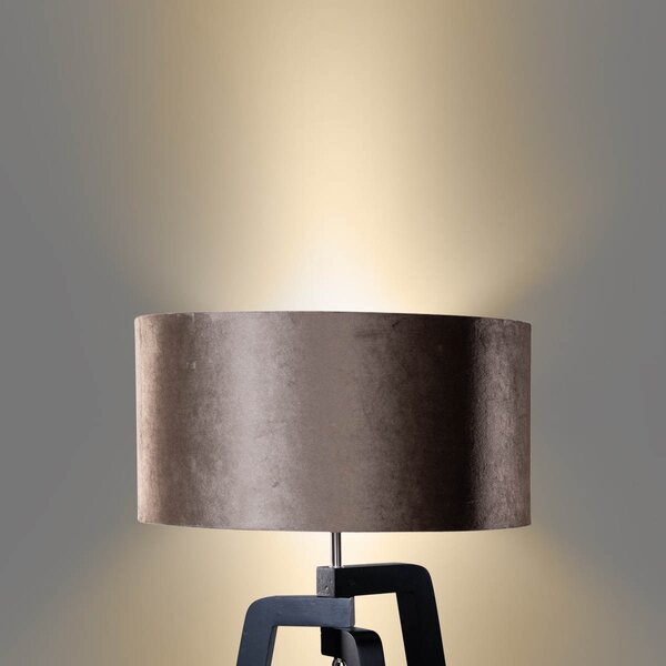 Stojacia lampa čierna s hnedým zamatovým tienidlom 50 cm - Puros