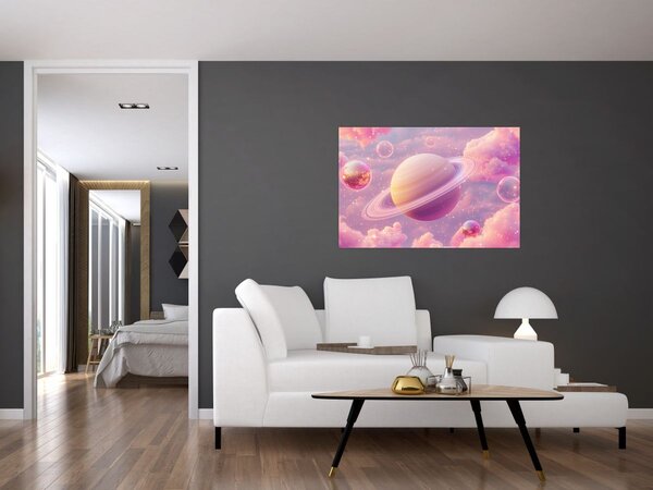 Obraz - Ružová planéta (90x60 cm)
