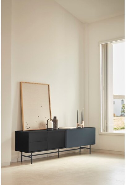 Čierno-antracitový TV stolík 180x56 cm Nube – Teulat