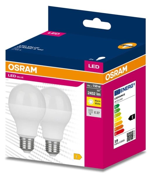 SADA 2x LED žiarovky VALUE CLASSIC E27/19W/230V 2700K - Osram
