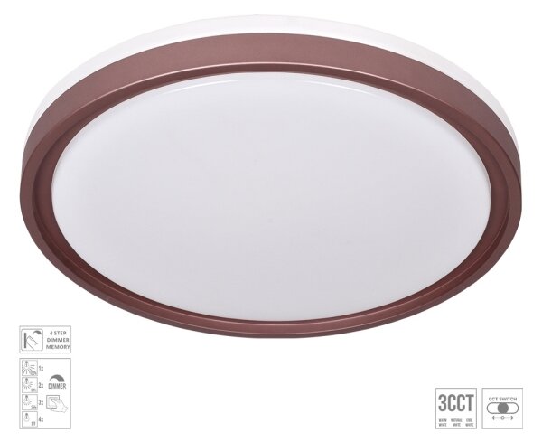 Prezent 71344-LED stmievateľné stropné svietidlo FLOREN LED/30W/230V 3000/4000/6500K hnedé