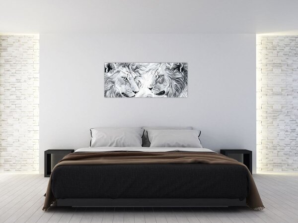 Obraz - Kreslené levie hlavy (120x50 cm)