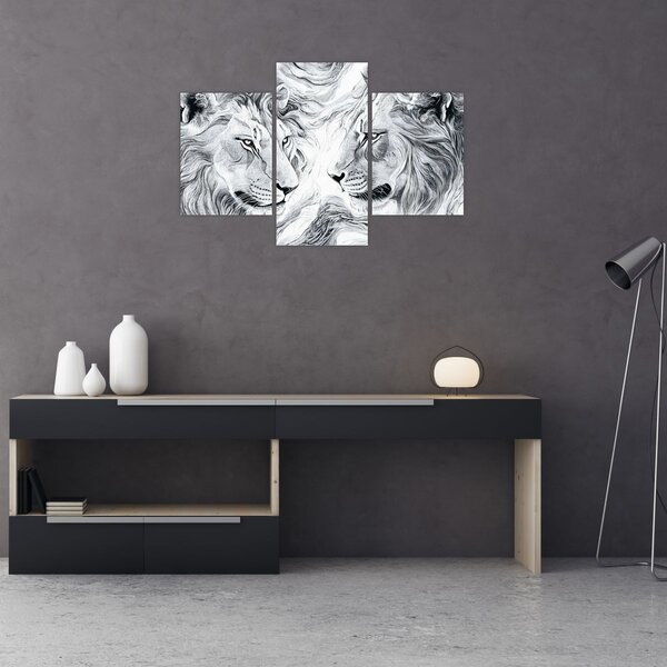 Obraz - Kreslené levie hlavy (90x60 cm)