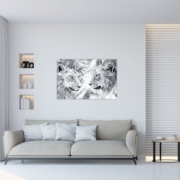Obraz - Kreslené levie hlavy (90x60 cm)