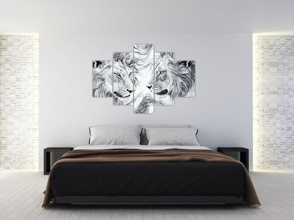Obraz - Kreslené levie hlavy (150x105 cm)