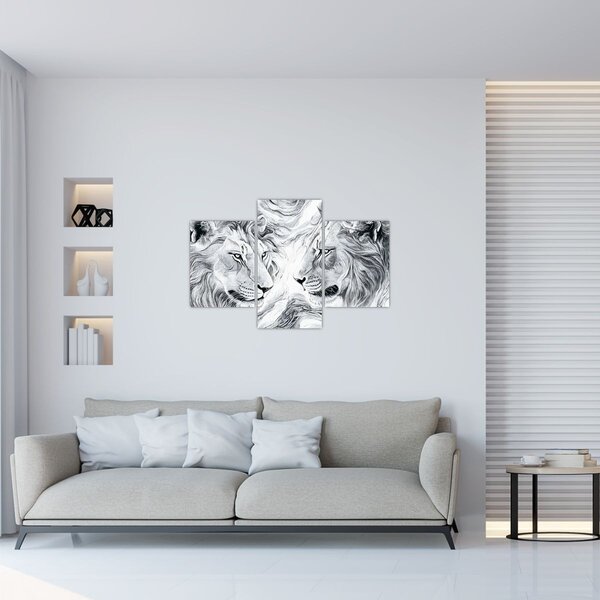 Obraz - Kreslené levie hlavy (90x60 cm)