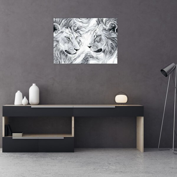 Obraz - Kreslené levie hlavy (70x50 cm)