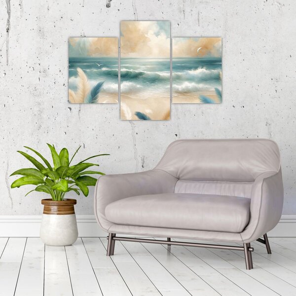 Obraz – Maľovaná pláž v jemných farbách (90x60 cm)