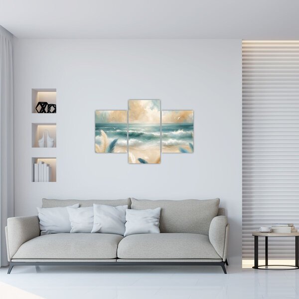 Obraz – Maľovaná pláž v jemných farbách (90x60 cm)