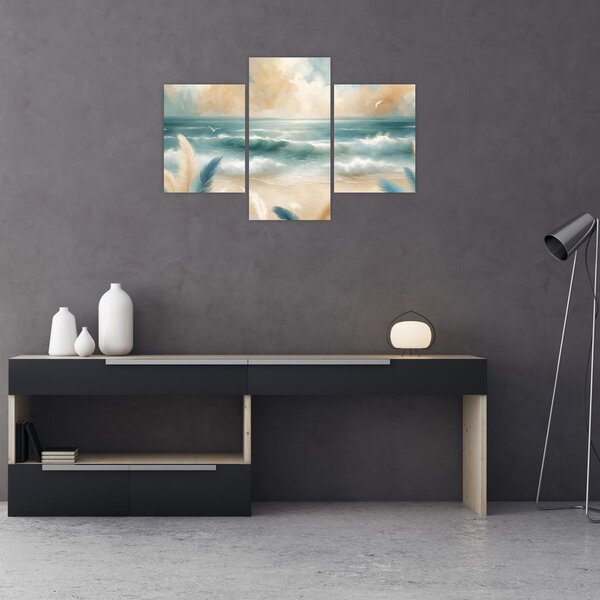 Obraz – Maľovaná pláž v jemných farbách (90x60 cm)