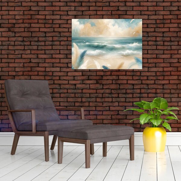 Obraz – Maľovaná pláž v jemných farbách (70x50 cm)