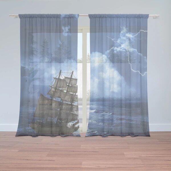 Sablio Záclony Loď v búrke: 2ks 150x250cm