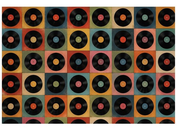 Tapeta retro vinylové platne na farebnom pozadí