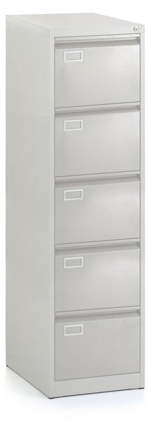 Kovová kartotéka A4 - 5 zásuvek, 45,5 x 62 x 162,5 cm, cylindrický zámok, svetlo sivá - ral 7035