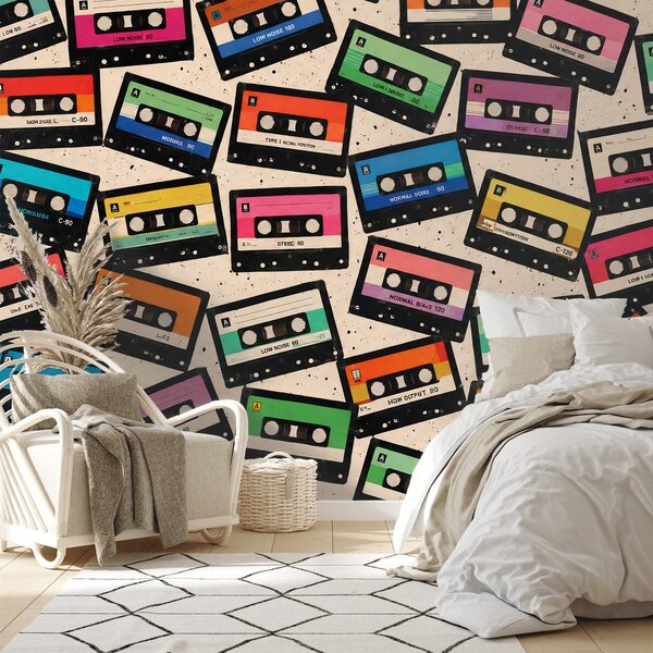 Tapeta retro farebné kazety