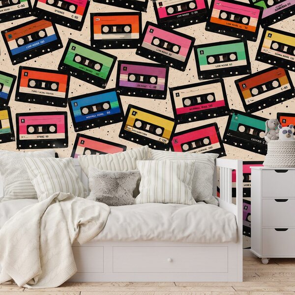 Tapeta retro farebné kazety