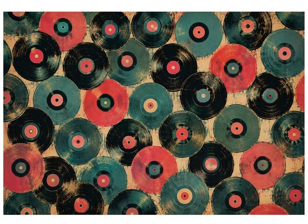 Tapeta retro vinylové platne vo farbách