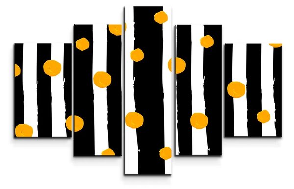 Sablio Obraz - 5-dílný Pruhy a bodky - 125x90 cm