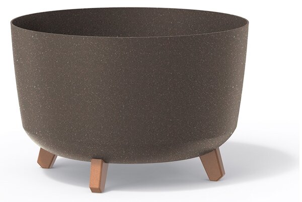 Kvetináč s nôžkami ECO WOOD, 28,5 cm, tmavo hnedá
