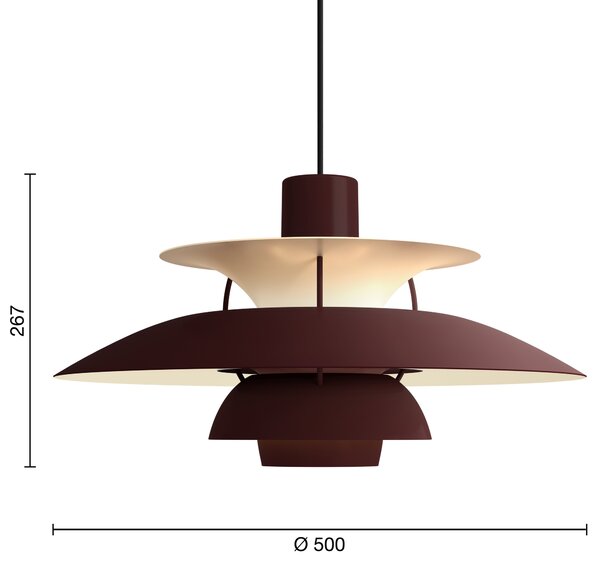 Závesná lampa PH 5, Monochrome burgundy – Louis Poulsen