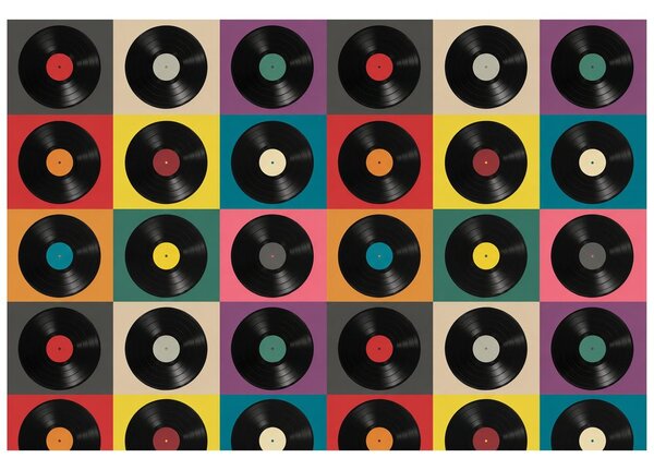 Tapeta retro vinylové platne na farebnom pozadí