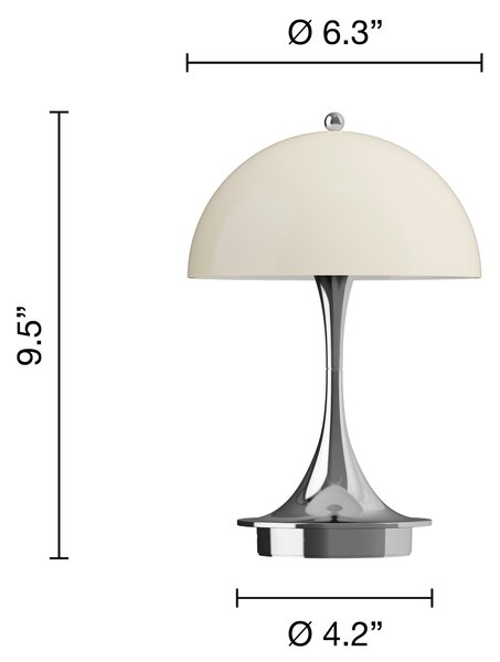 Prenosná lampa Panthella 160, Chrome opal beige – Louis Poulsen