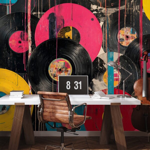 Tapeta farebné retro vinylové platne