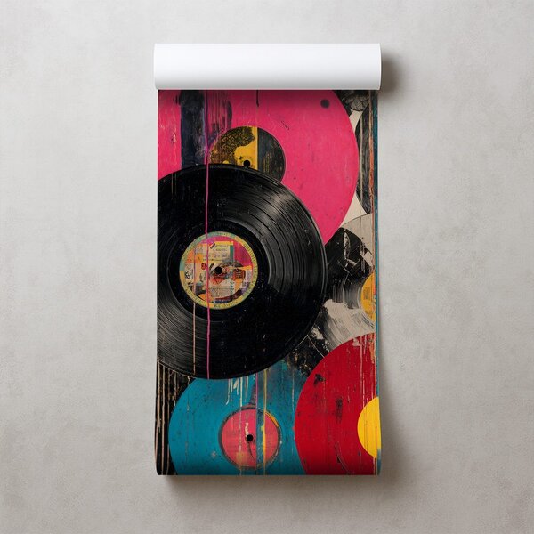 Tapeta farebné retro vinylové platne