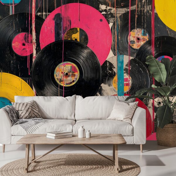 Tapeta farebné retro vinylové platne