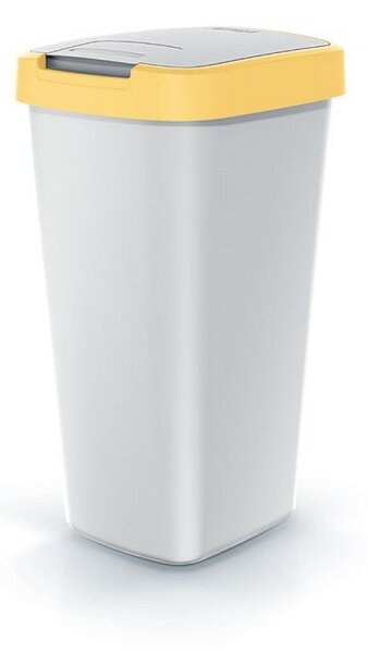 Odpadkový kôš s farebným vekom, 25 l, žltá / sivá