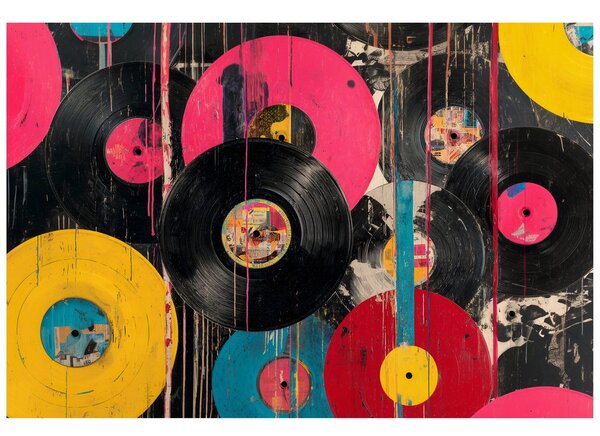 Tapeta farebné retro vinylové platne