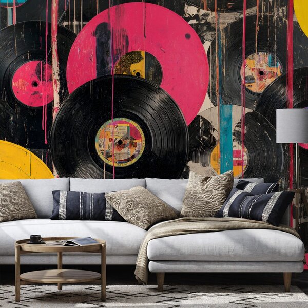 Tapeta farebné retro vinylové platne