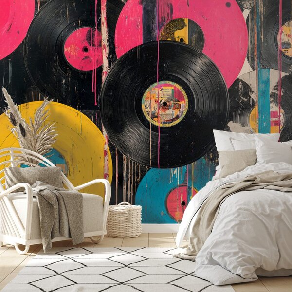 Tapeta farebné retro vinylové platne