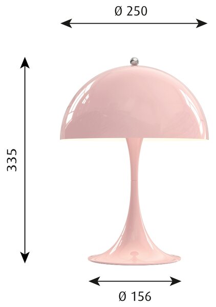 LOUIS POULSEN Stolová lampa Panthella 250, Pale rose opal acryl