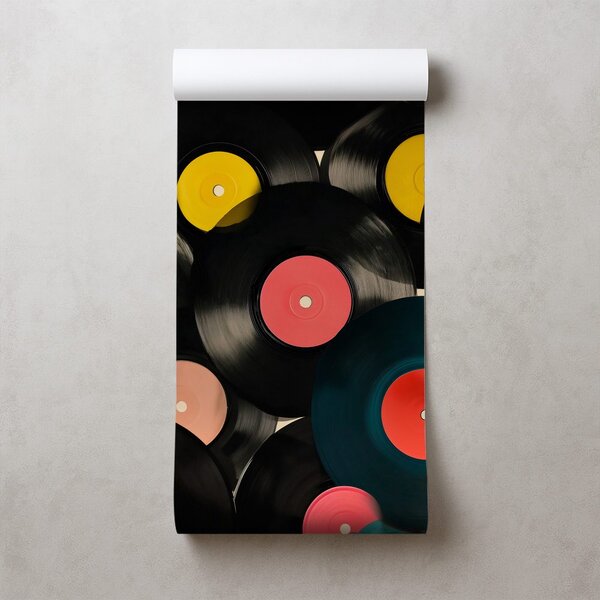 Tapeta farebné retro vinylové platne