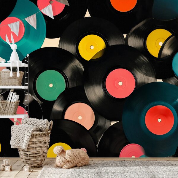 Tapeta farebné retro vinylové platne