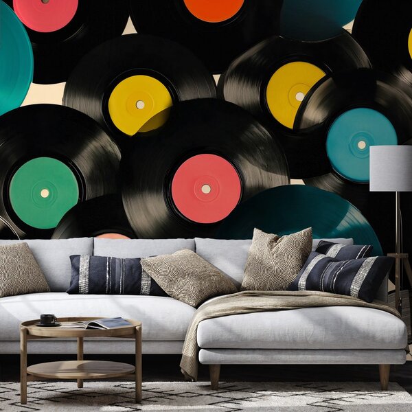 Tapeta farebné retro vinylové platne