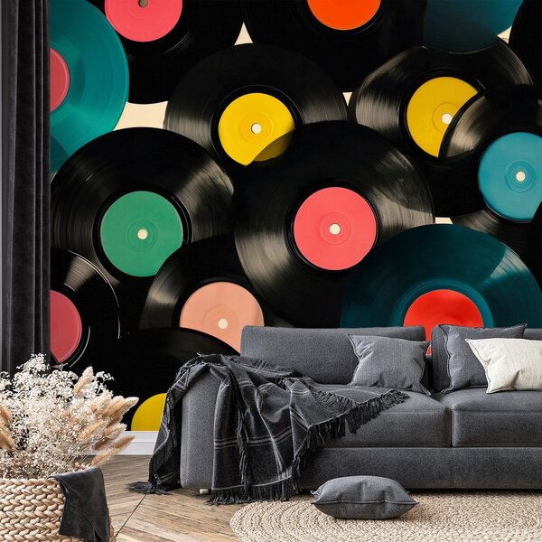 Tapeta farebné retro vinylové platne