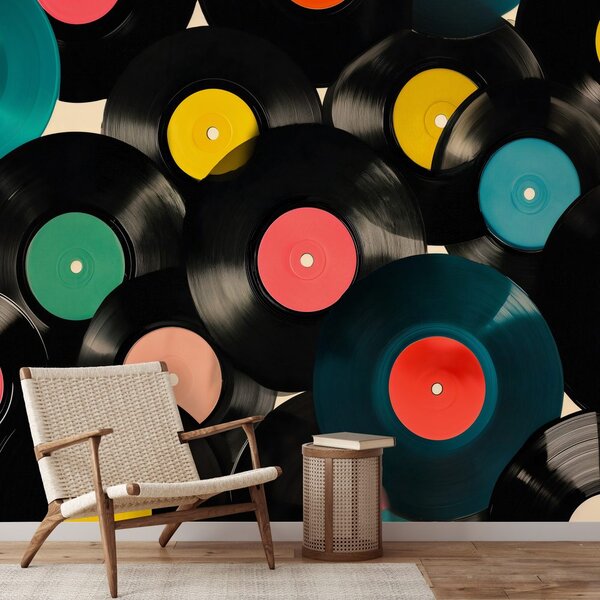 Tapeta farebné retro vinylové platne