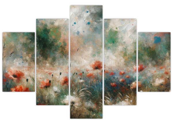 Obraz – Abstrakcia poľa s makmi (150x105 cm)