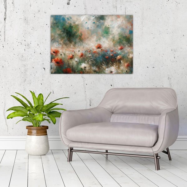 Obraz – Abstrakcia poľa s makmi (70x50 cm)