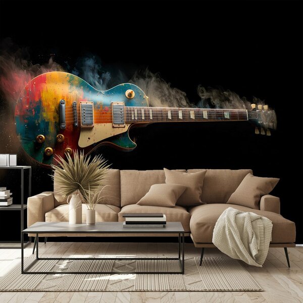Fototapeta farebná elektrická gitara v dyme