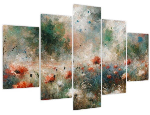 Obraz – Abstrakcia poľa s makmi (150x105 cm)