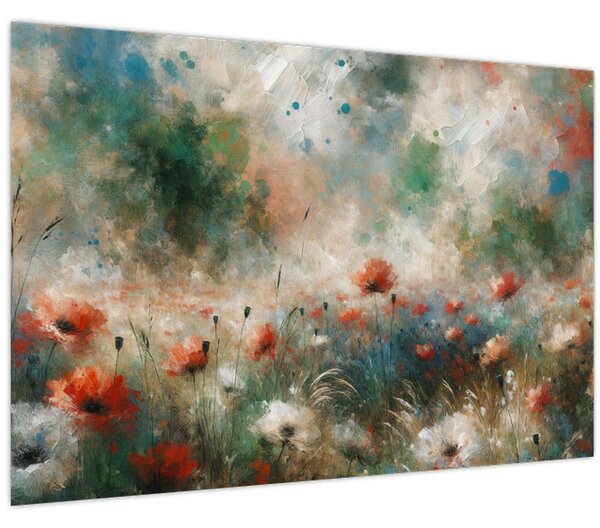 Obraz – Abstrakcia poľa s makmi (90x60 cm)